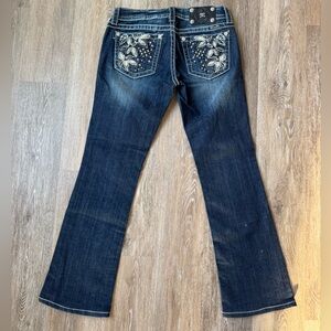 Miss Me Vintage Y2K Bootcut Jeans Size 28 Embellished Pocket Dark Wash